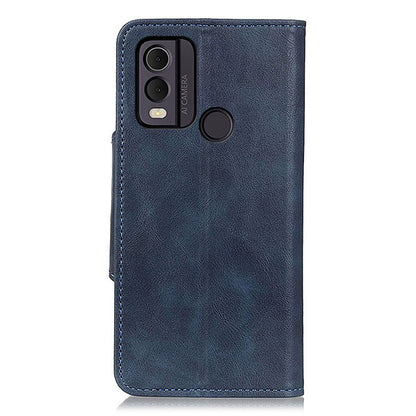 For Nokia C22 PU Leather Wallet Phone Case Brass Buckle Phone Cover with Stand