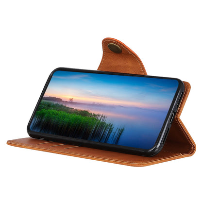 For Nokia C22 PU Leather Wallet Phone Case Brass Buckle Phone Cover with Stand