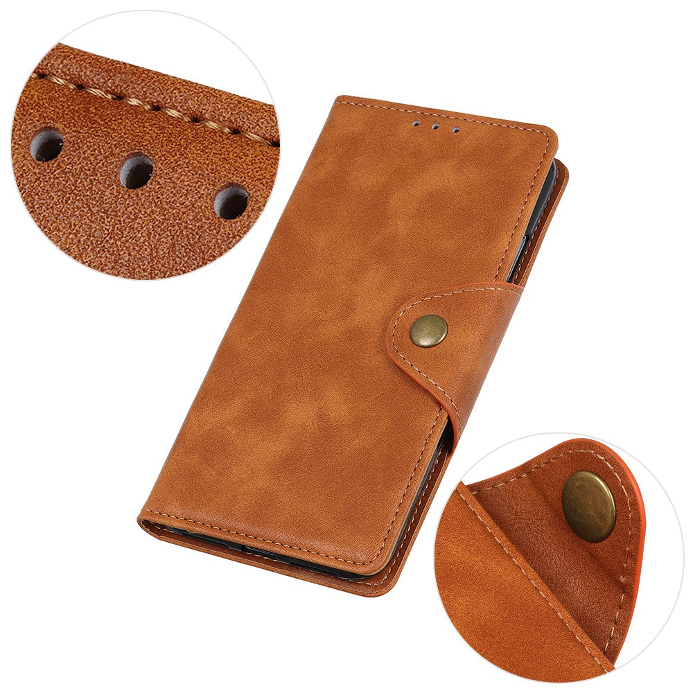 For Nokia C22 PU Leather Wallet Phone Case Brass Buckle Phone Cover with Stand