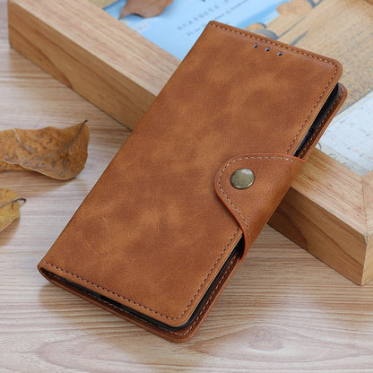 For Nokia C22 PU Leather Wallet Phone Case Brass Buckle Phone Cover with Stand