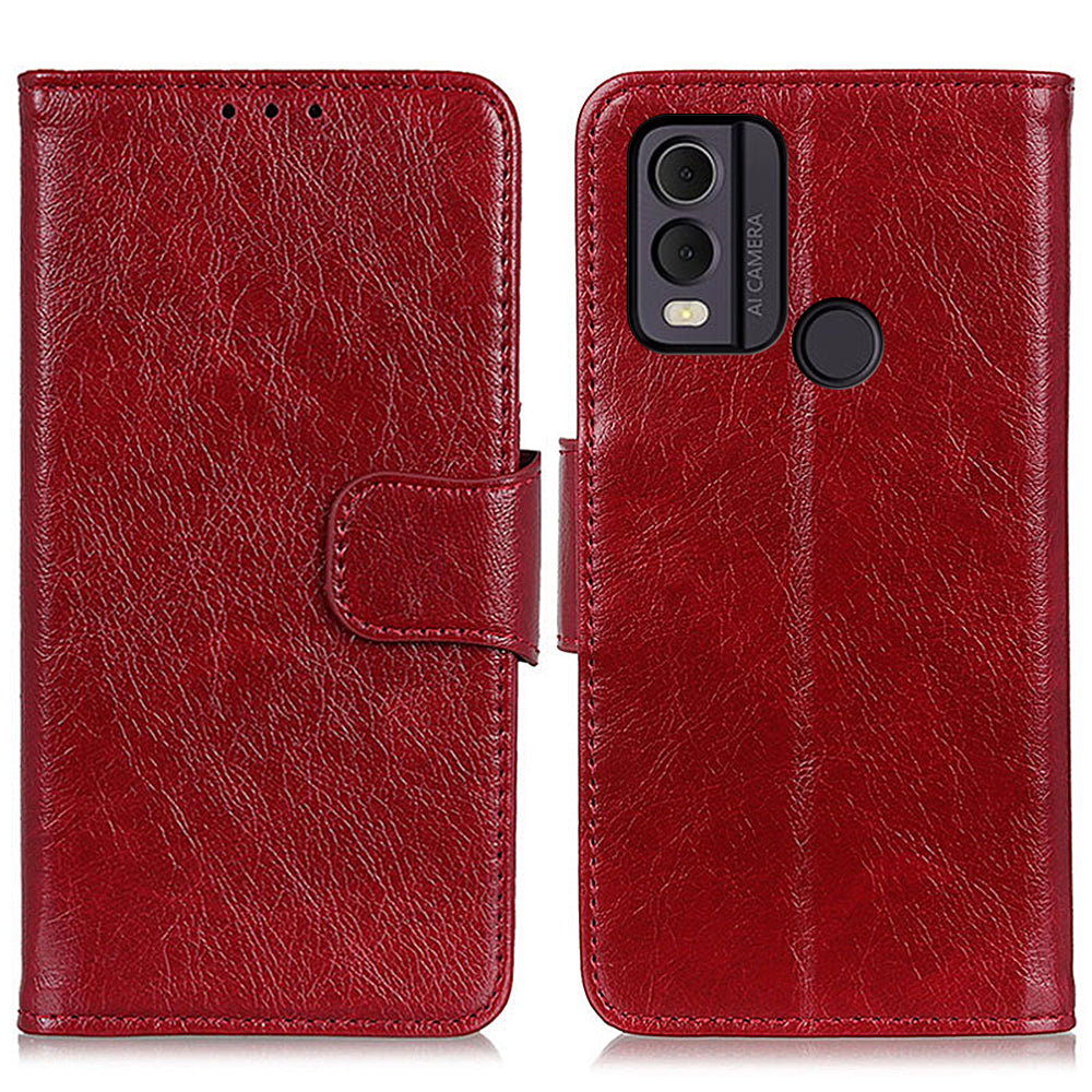For Nokia C22 Split Leather Phone Case Nappa Texture Cellphone Protective Wallet Cover