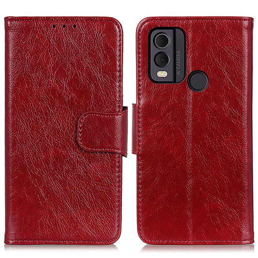 For Nokia C22 Split Leather Phone Case Nappa Texture Cellphone Protective Wallet Cover