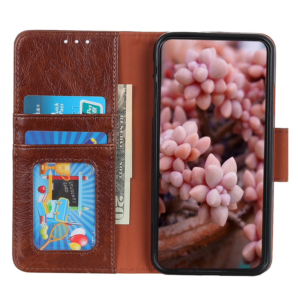 For Nokia C22 Split Leather Phone Case Nappa Texture Cellphone Protective Wallet Cover