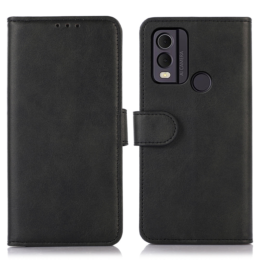 Wallet Phone Case for Nokia C22 Anti-Drop Cowhide Texture Leather Stand Cover