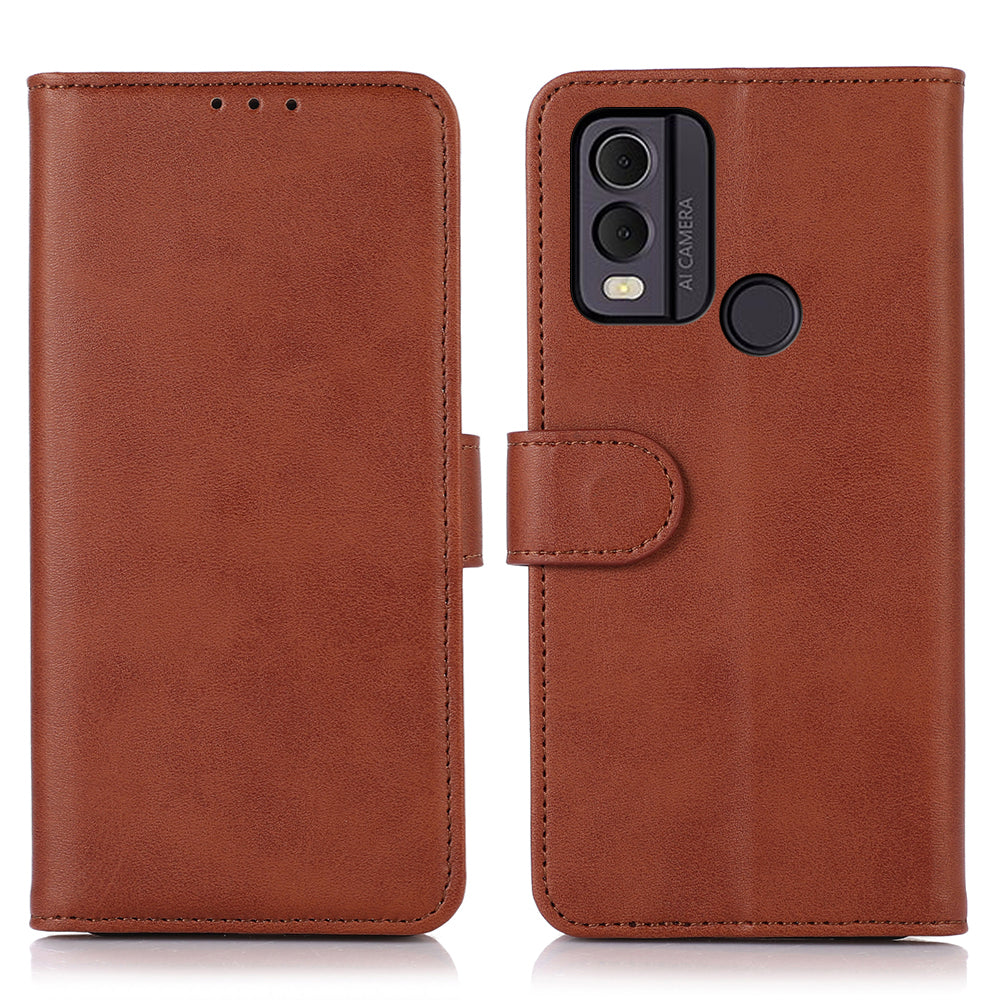 Wallet Phone Case for Nokia C22 Anti-Drop Cowhide Texture Leather Stand Cover