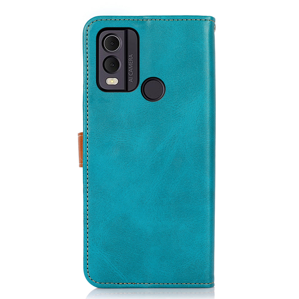 KHAZNEH For Nokia C22 PU Leather Wallet Phone Case Gold Button Magnetic Stand Cover