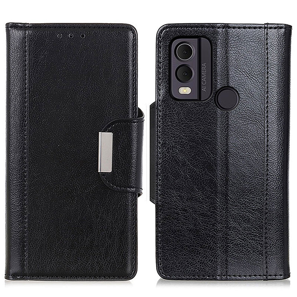 Cowhide Texture Phone Case for Nokia C22 PU Leather Folio Flip Cover Wallet Stand Protector Shell