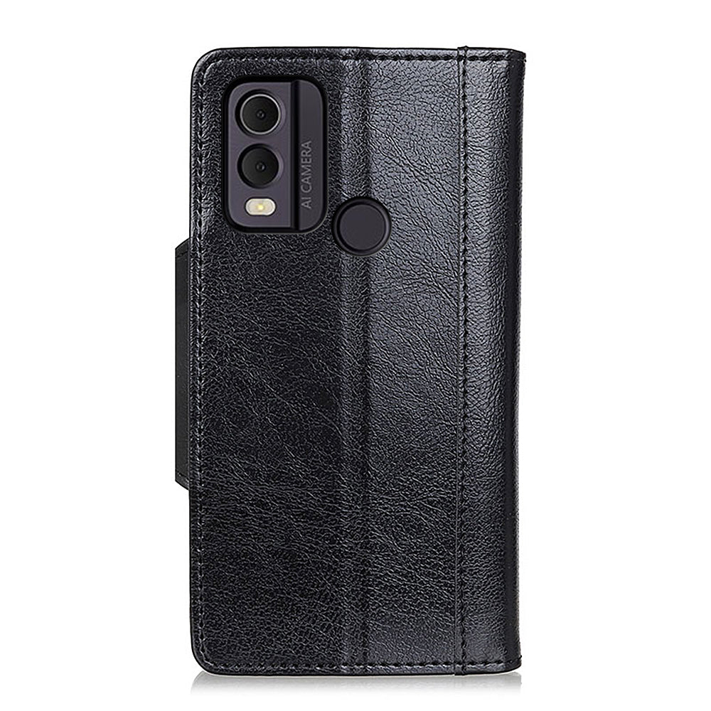 Cowhide Texture Phone Case for Nokia C22 PU Leather Folio Flip Cover Wallet Stand Protector Shell