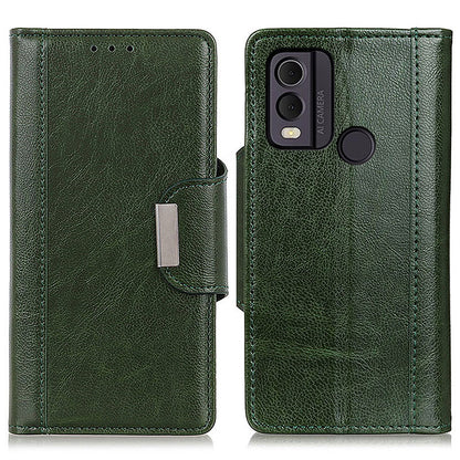 Cowhide Texture Phone Case for Nokia C22 PU Leather Folio Flip Cover Wallet Stand Protector Shell