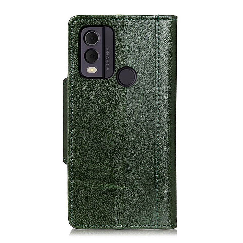 Cowhide Texture Phone Case for Nokia C22 PU Leather Folio Flip Cover Wallet Stand Protector Shell