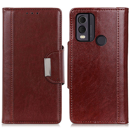 Cowhide Texture Phone Case for Nokia C22 PU Leather Folio Flip Cover Wallet Stand Protector Shell