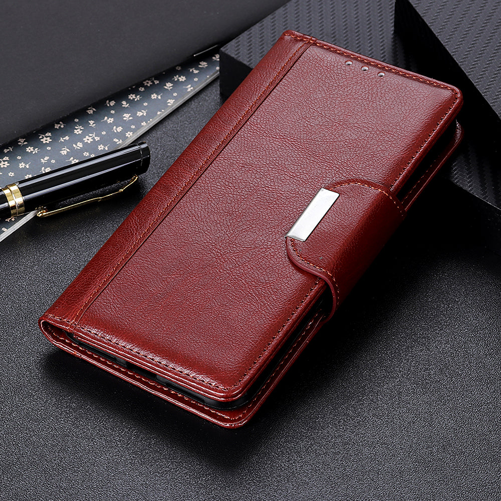 Cowhide Texture Phone Case for Nokia C22 PU Leather Folio Flip Cover Wallet Stand Protector Shell