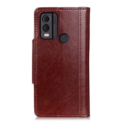 Cowhide Texture Phone Case for Nokia C22 PU Leather Folio Flip Cover Wallet Stand Protector Shell