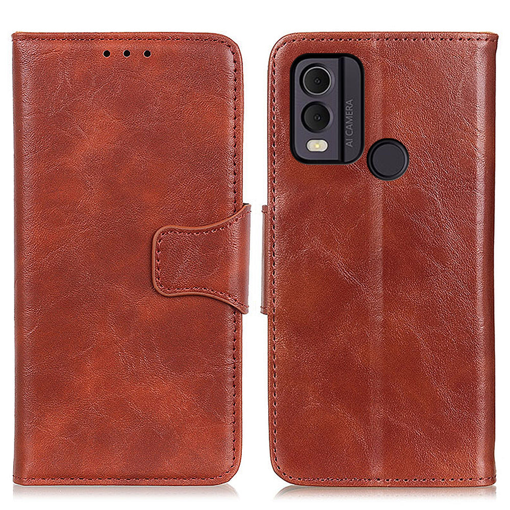 Anti-Drop Phone Shell for Nokia C22 Split  Leather Flip Cover Crazy Horse Texture Phone Case with Wallet