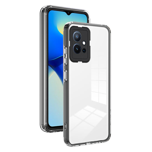 For vivo Y30 / Y33s / T1 / Y75 / Y55 5G 3-in-1 Transparent Phone Cover TPU + PC Camera Protection Back Case