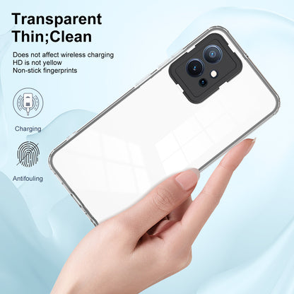 For vivo Y30 / Y33s / T1 / Y75 / Y55 5G 3-in-1 Transparent Phone Cover TPU + PC Camera Protection Back Case