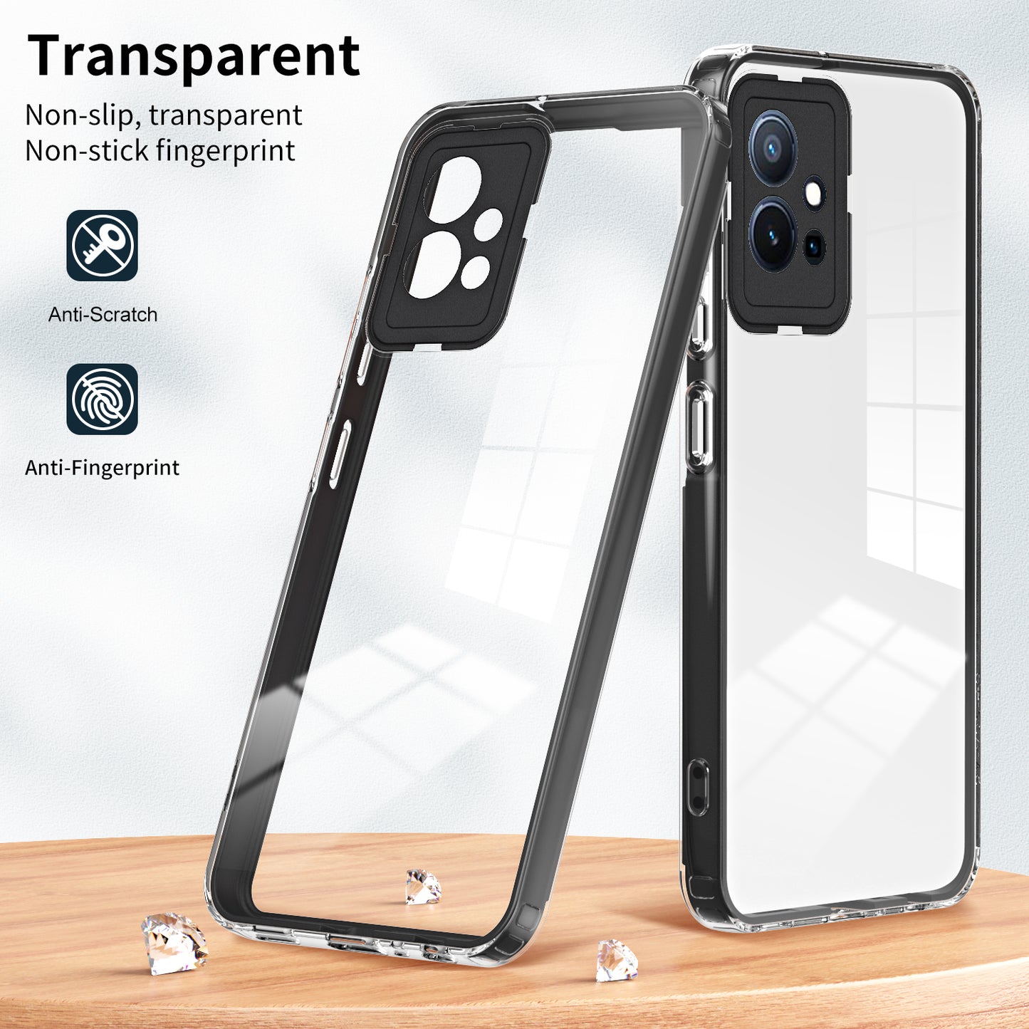 For vivo Y30 / Y33s / T1 / Y75 / Y55 5G 3-in-1 Transparent Phone Cover TPU + PC Camera Protection Back Case