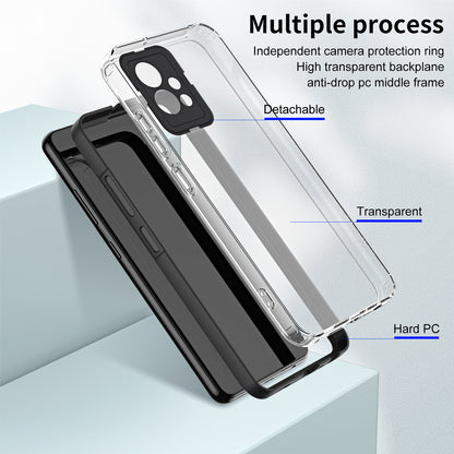 For vivo Y30 / Y33s / T1 / Y75 / Y55 5G 3-in-1 Transparent Phone Cover TPU + PC Camera Protection Back Case