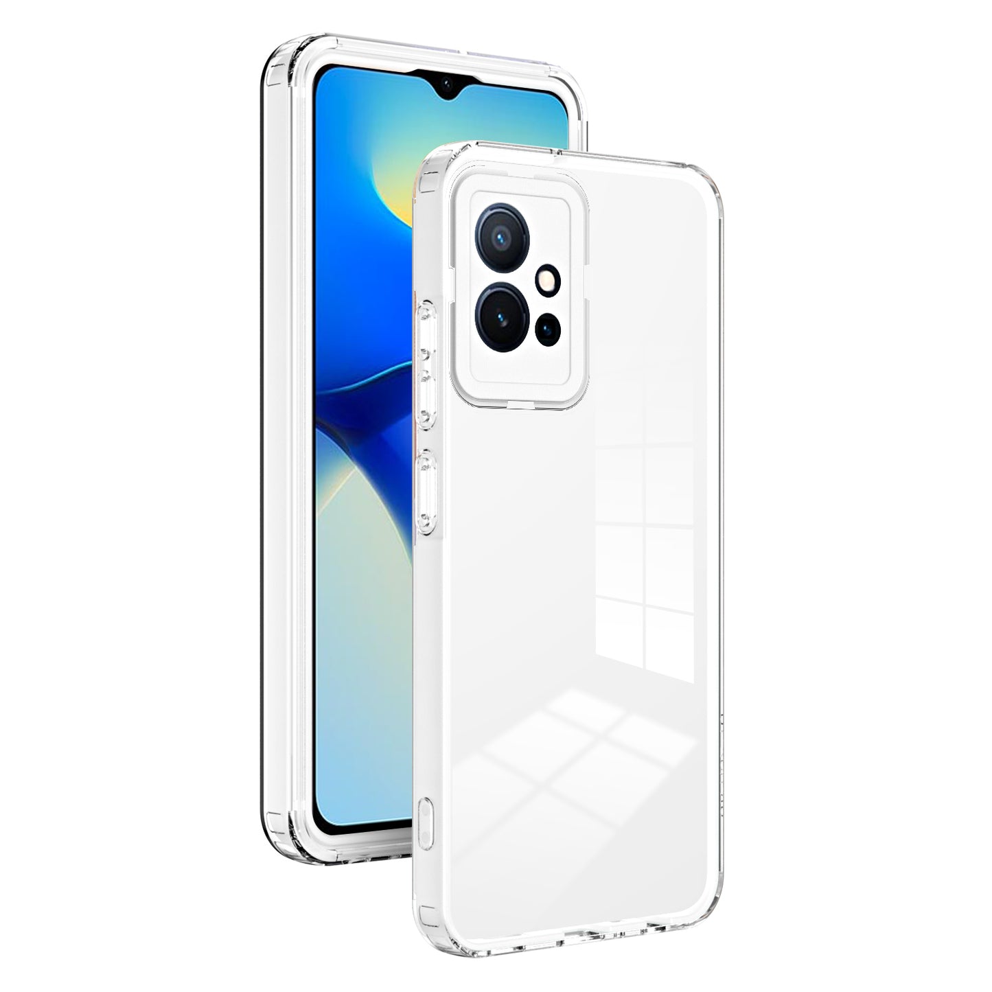 For vivo Y30 / Y33s / T1 / Y75 / Y55 5G 3-in-1 Transparent Phone Cover TPU + PC Camera Protection Back Case