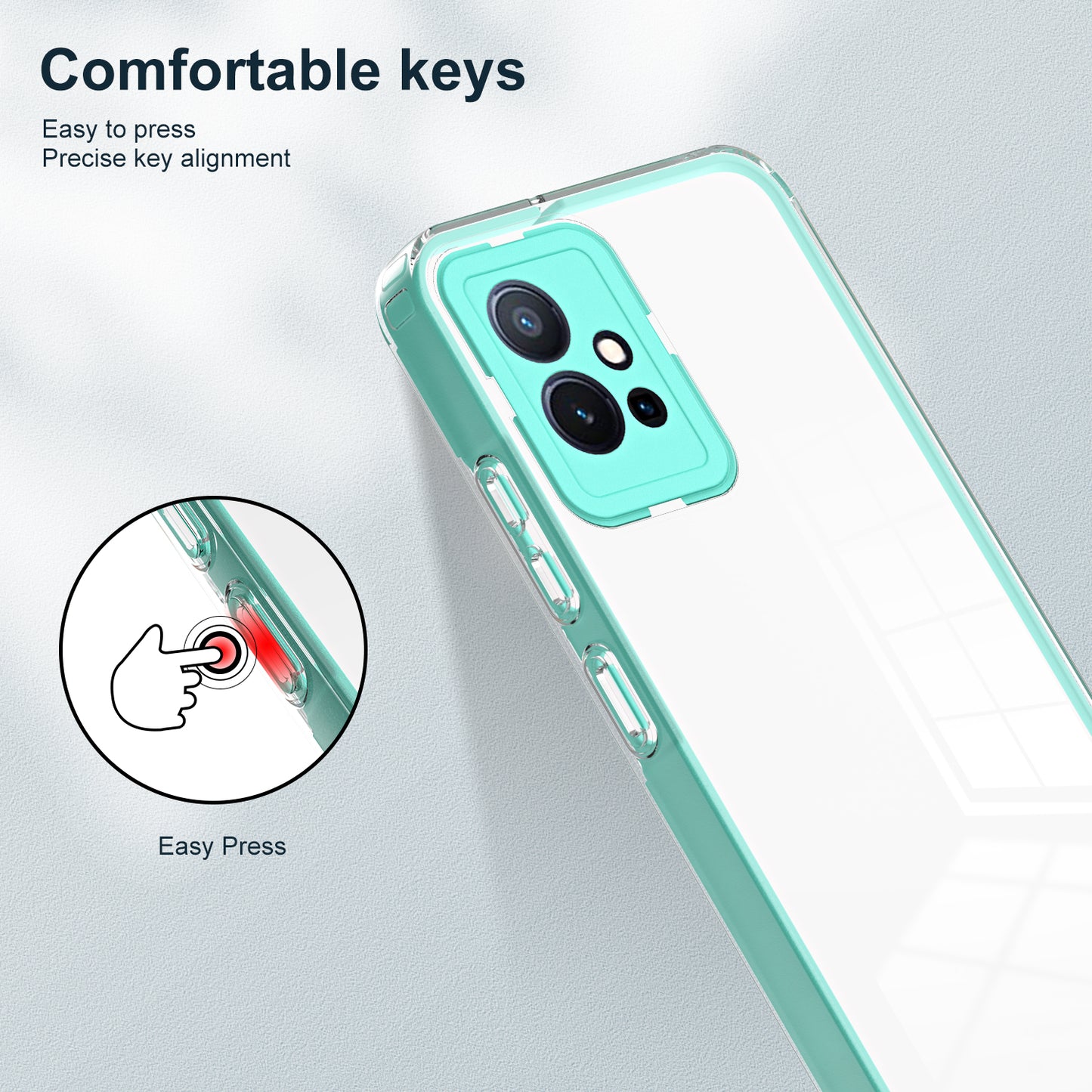 For vivo Y30 / Y33s / T1 / Y75 / Y55 5G 3-in-1 Transparent Phone Cover TPU + PC Camera Protection Back Case