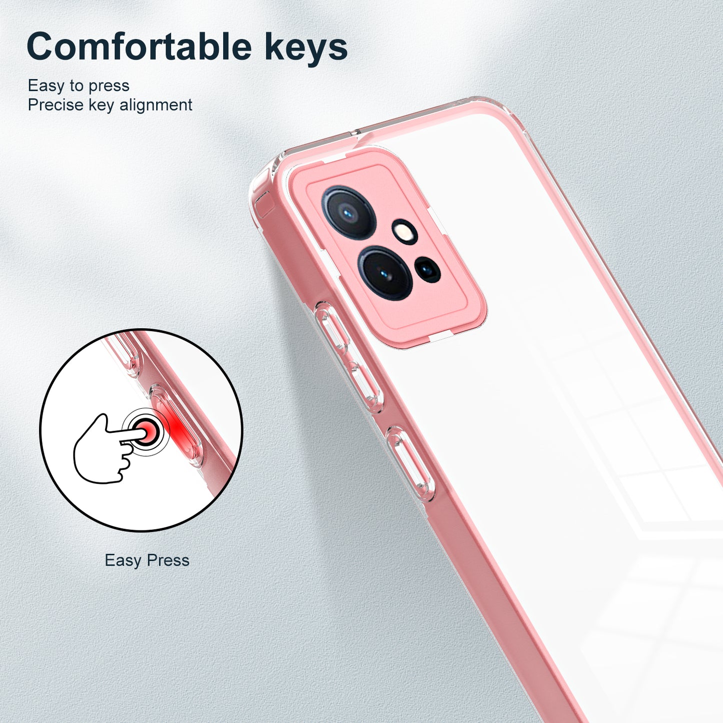 For vivo Y30 / Y33s / T1 / Y75 / Y55 5G 3-in-1 Transparent Phone Cover TPU + PC Camera Protection Back Case