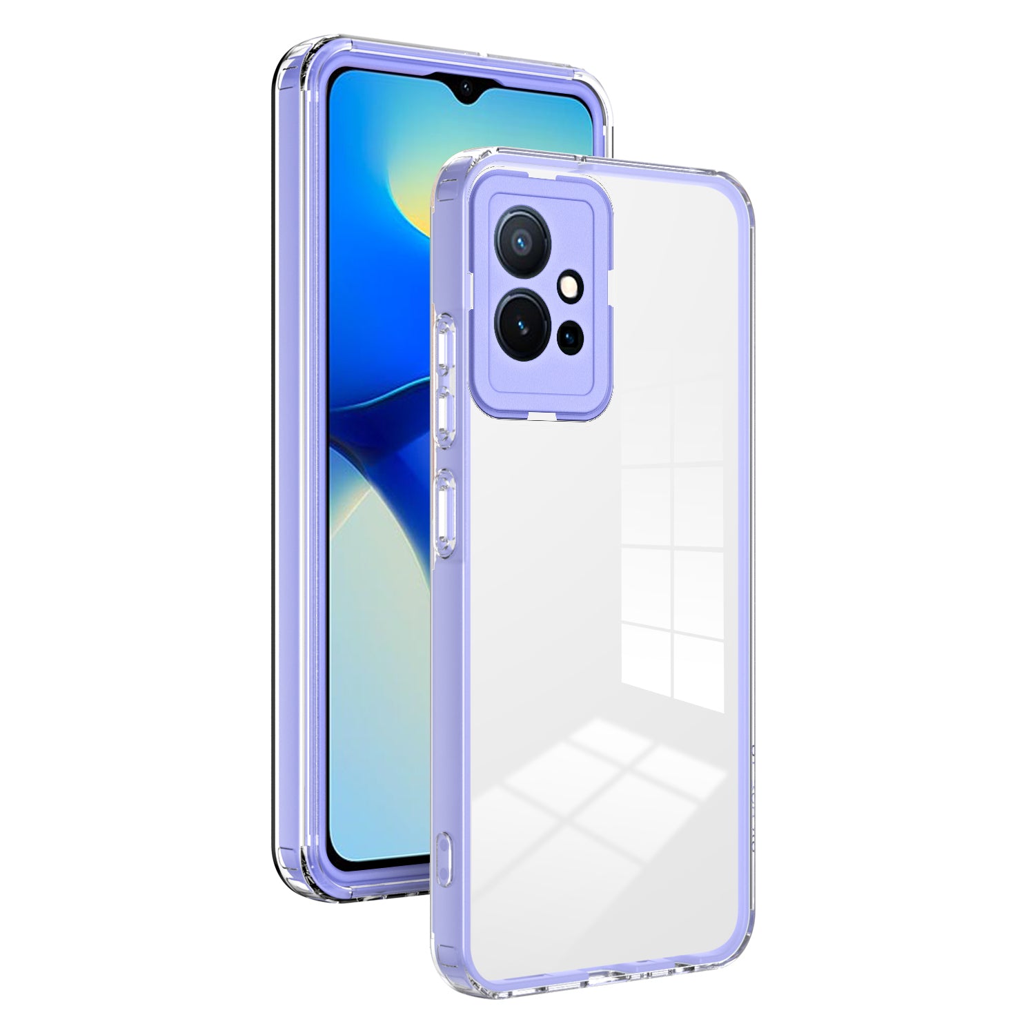 For vivo Y30 / Y33s / T1 / Y75 / Y55 5G 3-in-1 Transparent Phone Cover TPU + PC Camera Protection Back Case