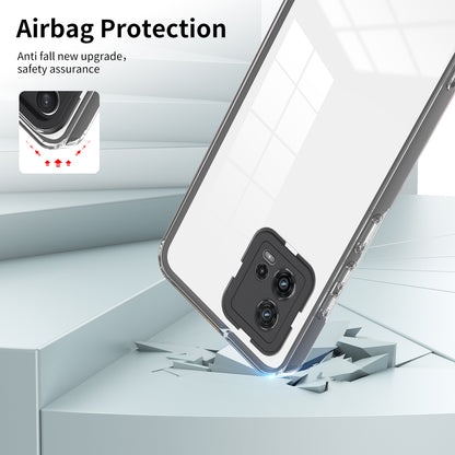 For Motorola Moto G72 5G 3-in-1 Shockproof Phone Case TPU Backplate + PC Frame + PC Camera Ring Clear Cover