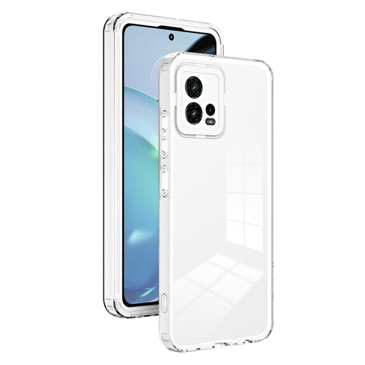For Motorola Moto G72 5G 3-in-1 Shockproof Phone Case TPU Backplate + PC Frame + PC Camera Ring Clear Cover