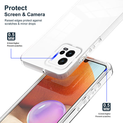 For Motorola Moto G72 5G 3-in-1 Shockproof Phone Case TPU Backplate + PC Frame + PC Camera Ring Clear Cover