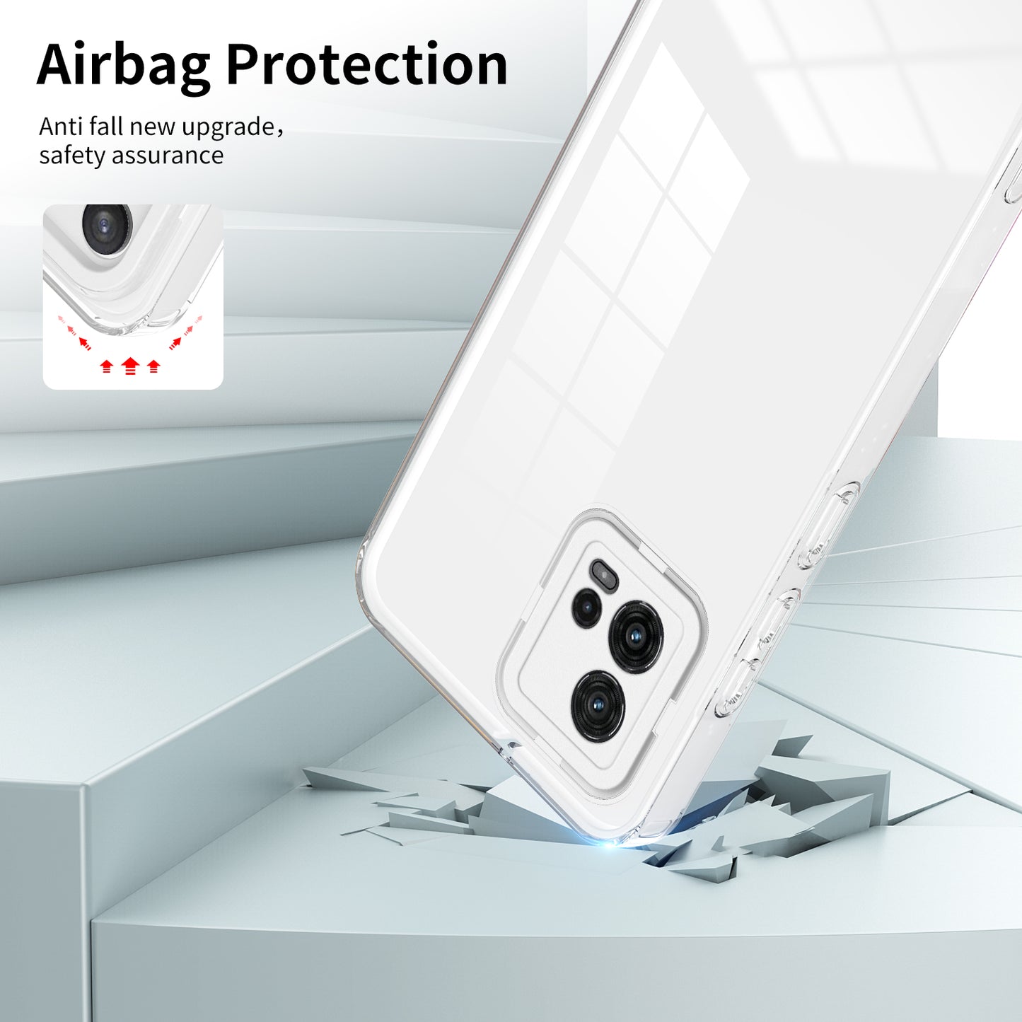 For Motorola Moto G72 5G 3-in-1 Shockproof Phone Case TPU Backplate + PC Frame + PC Camera Ring Clear Cover