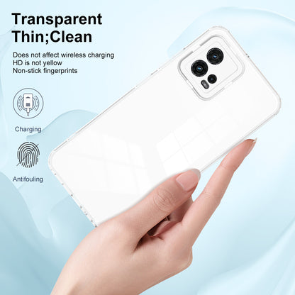 For Motorola Moto G72 5G 3-in-1 Shockproof Phone Case TPU Backplate + PC Frame + PC Camera Ring Clear Cover