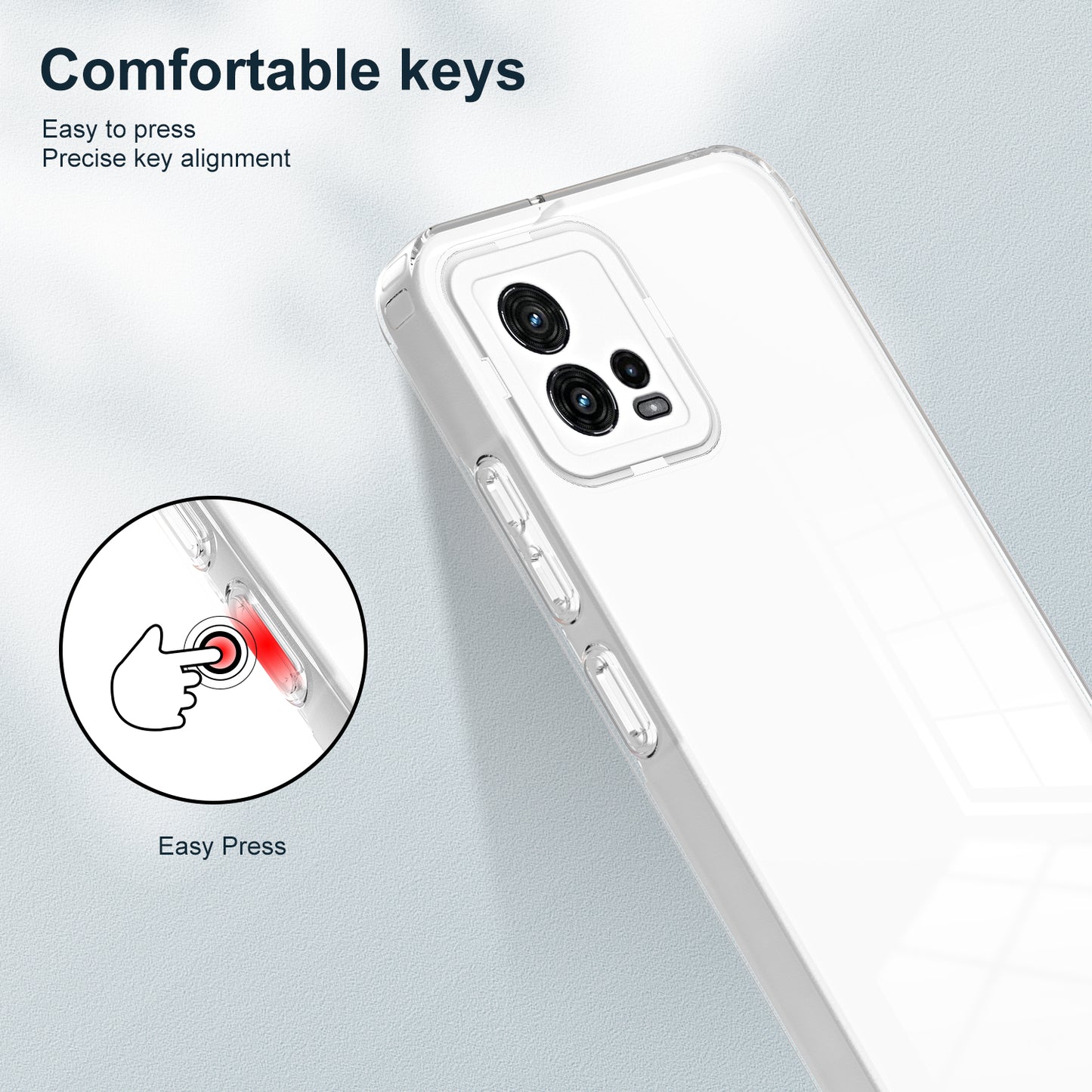 For Motorola Moto G72 5G 3-in-1 Shockproof Phone Case TPU Backplate + PC Frame + PC Camera Ring Clear Cover