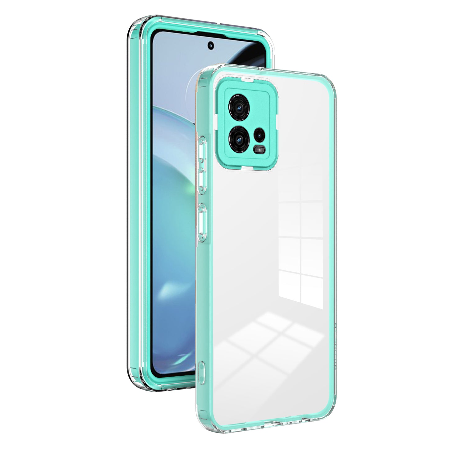 For Motorola Moto G72 5G 3-in-1 Shockproof Phone Case TPU Backplate + PC Frame + PC Camera Ring Clear Cover