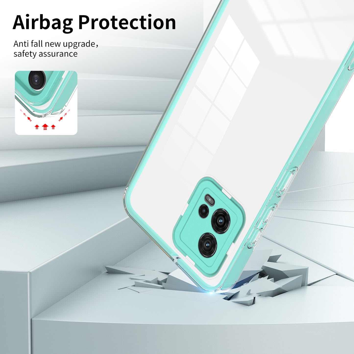 For Motorola Moto G72 5G 3-in-1 Shockproof Phone Case TPU Backplate + PC Frame + PC Camera Ring Clear Cover