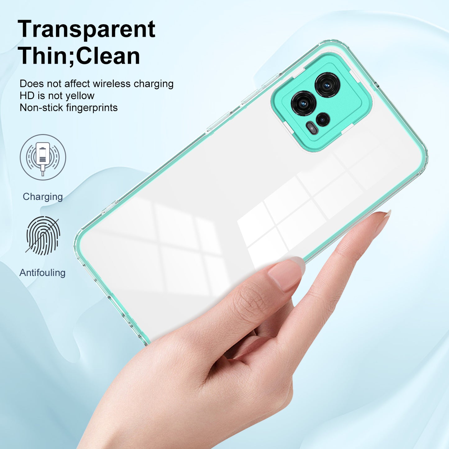 For Motorola Moto G72 5G 3-in-1 Shockproof Phone Case TPU Backplate + PC Frame + PC Camera Ring Clear Cover