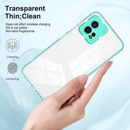 For Motorola Moto G72 5G 3-in-1 Shockproof Phone Case TPU Backplate + PC Frame + PC Camera Ring Clear Cover