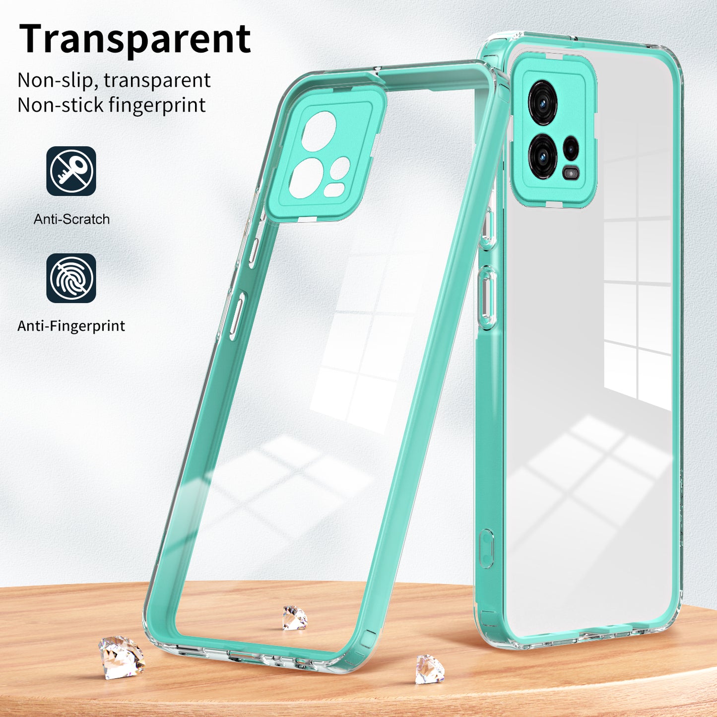 For Motorola Moto G72 5G 3-in-1 Shockproof Phone Case TPU Backplate + PC Frame + PC Camera Ring Clear Cover