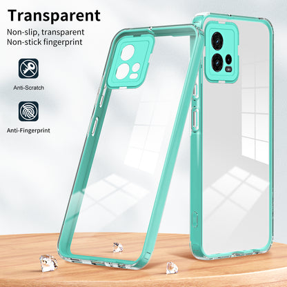 For Motorola Moto G72 5G 3-in-1 Shockproof Phone Case TPU Backplate + PC Frame + PC Camera Ring Clear Cover