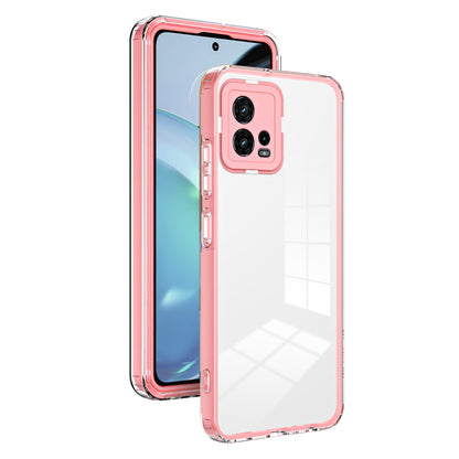 For Motorola Moto G72 5G 3-in-1 Shockproof Phone Case TPU Backplate + PC Frame + PC Camera Ring Clear Cover