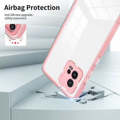 For Motorola Moto G72 5G 3-in-1 Shockproof Phone Case TPU Backplate + PC Frame + PC Camera Ring Clear Cover