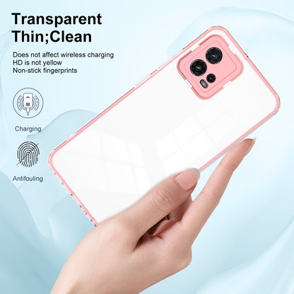For Motorola Moto G72 5G 3-in-1 Shockproof Phone Case TPU Backplate + PC Frame + PC Camera Ring Clear Cover