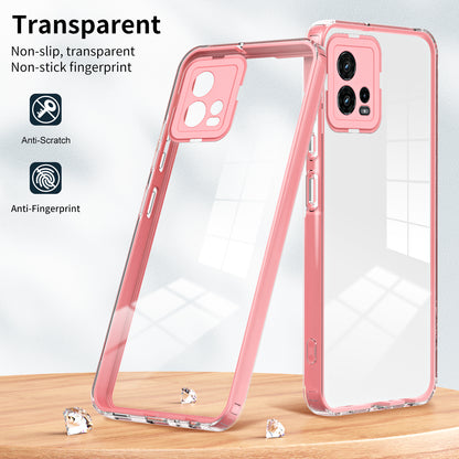For Motorola Moto G72 5G 3-in-1 Shockproof Phone Case TPU Backplate + PC Frame + PC Camera Ring Clear Cover