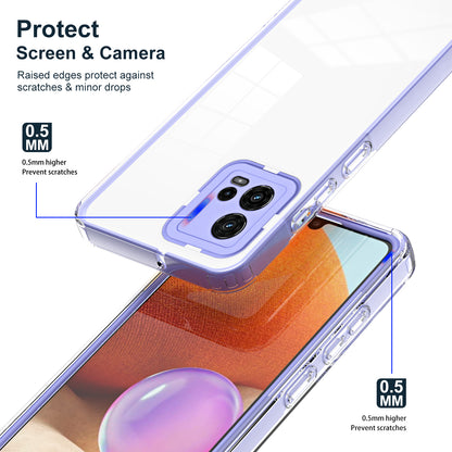 For Motorola Moto G72 5G 3-in-1 Shockproof Phone Case TPU Backplate + PC Frame + PC Camera Ring Clear Cover
