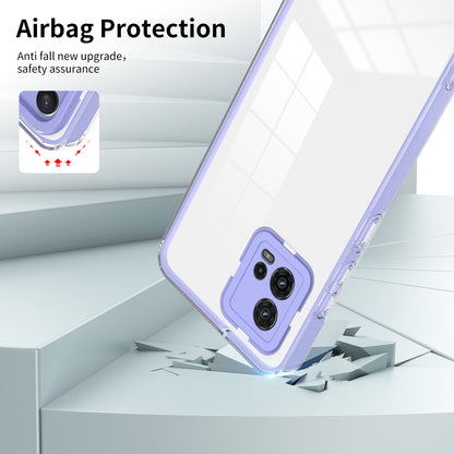 For Motorola Moto G72 5G 3-in-1 Shockproof Phone Case TPU Backplate + PC Frame + PC Camera Ring Clear Cover