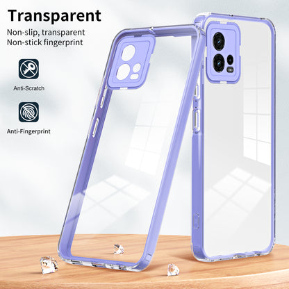For Motorola Moto G72 5G 3-in-1 Shockproof Phone Case TPU Backplate + PC Frame + PC Camera Ring Clear Cover