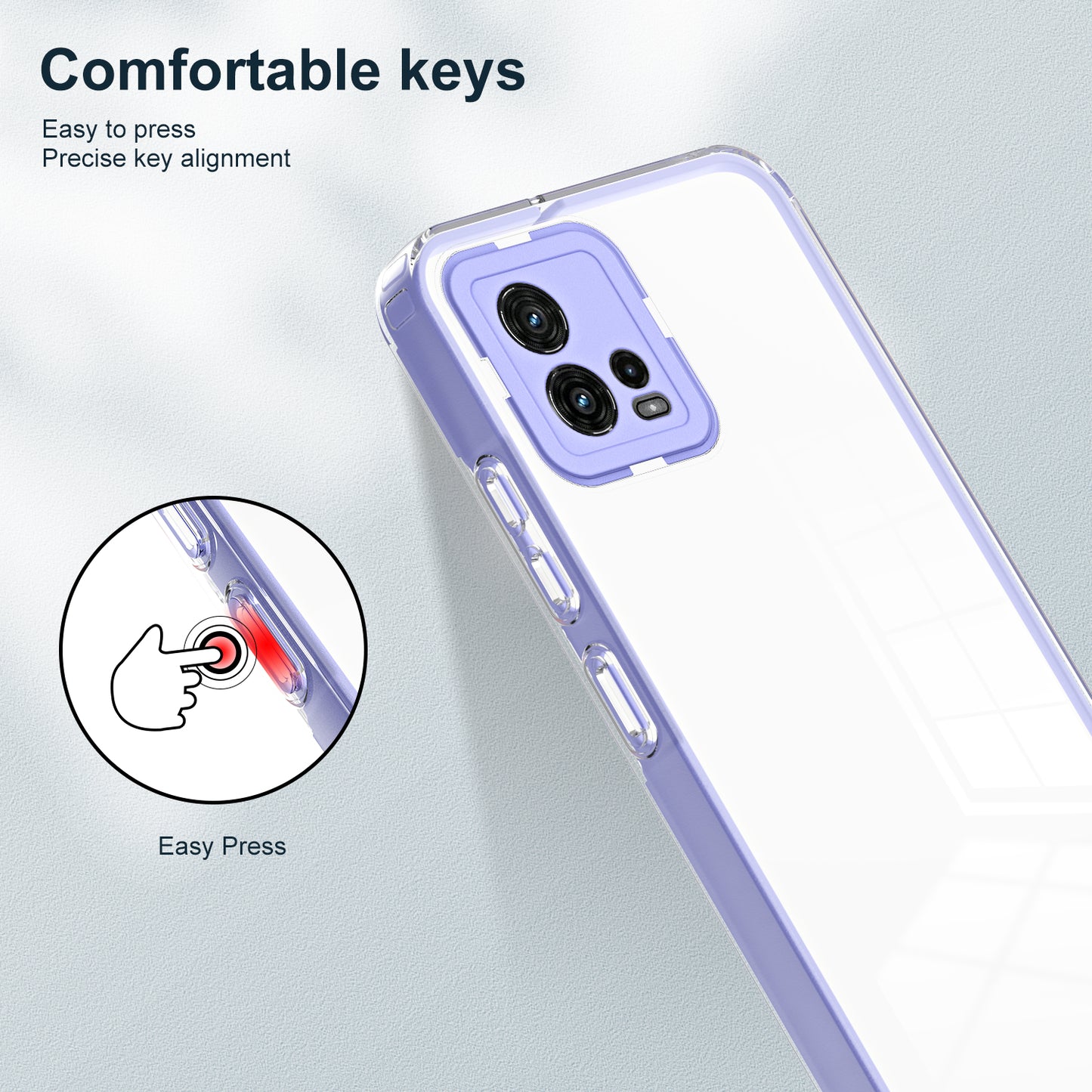 For Motorola Moto G72 5G 3-in-1 Shockproof Phone Case TPU Backplate + PC Frame + PC Camera Ring Clear Cover