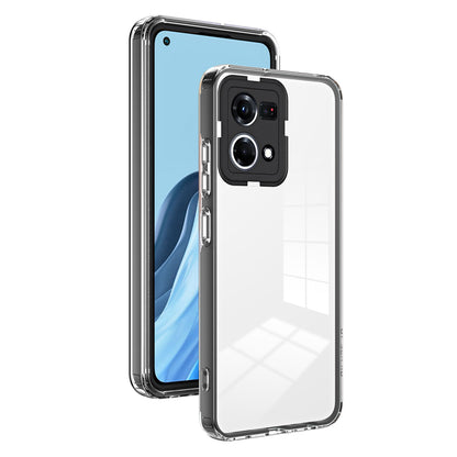 For Oppo Reno7 4G / Reno8 4G / F21 Pro 4G TPU Backplate + PC Frame + PC Camera Ring Hybrid Case 3-in-1 Clear Protection Cover