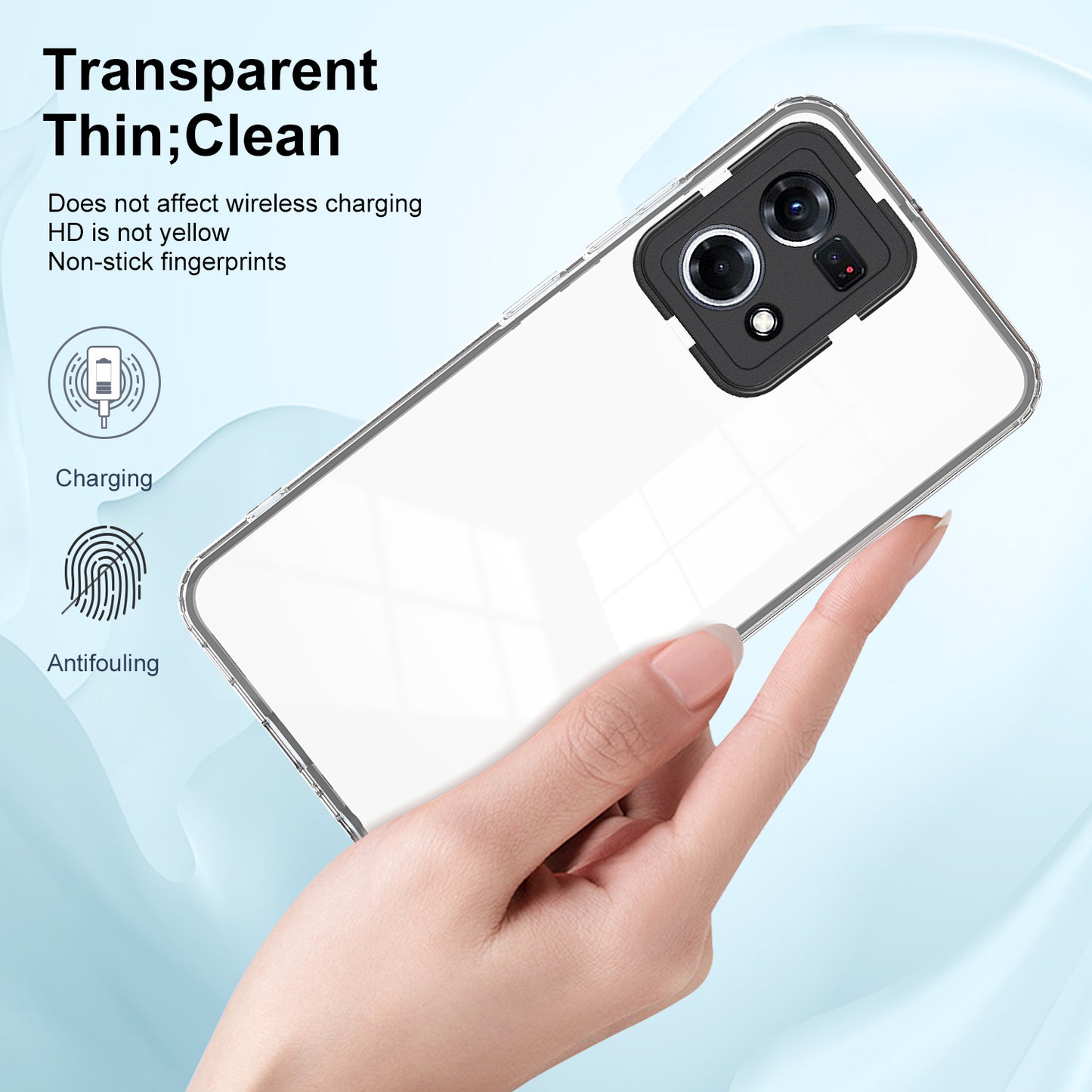For Oppo Reno7 4G / Reno8 4G / F21 Pro 4G TPU Backplate + PC Frame + PC Camera Ring Hybrid Case 3-in-1 Clear Protection Cover