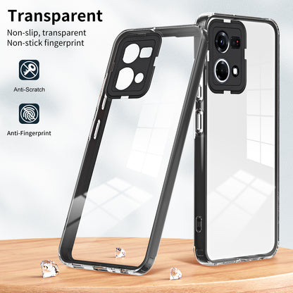 For Oppo Reno7 4G / Reno8 4G / F21 Pro 4G TPU Backplate + PC Frame + PC Camera Ring Hybrid Case 3-in-1 Clear Protection Cover