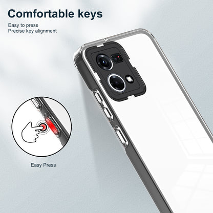 For Oppo Reno7 4G / Reno8 4G / F21 Pro 4G TPU Backplate + PC Frame + PC Camera Ring Hybrid Case 3-in-1 Clear Protection Cover